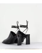 Mules à bouts carrés fermés en cuir Clean square noires - Talon 8 cm