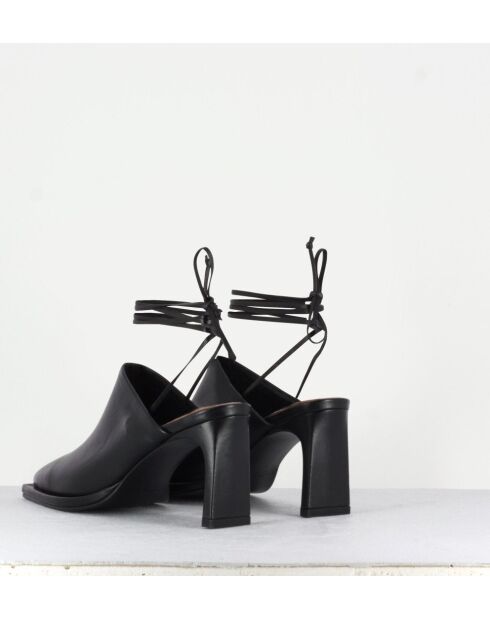 Mules à bouts carrés fermés en cuir Clean square noires - Talon 8 cm