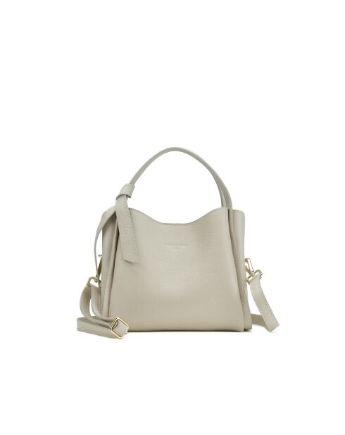 Sac à bandoulière en cuir Justina blanc casse - 21x19x13cm