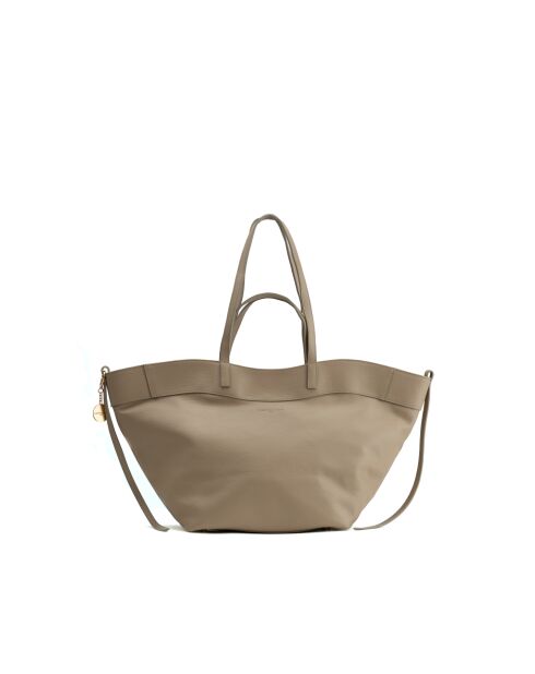 Sac porte épaule en cuir Nyla taupe - 55x30x17cm