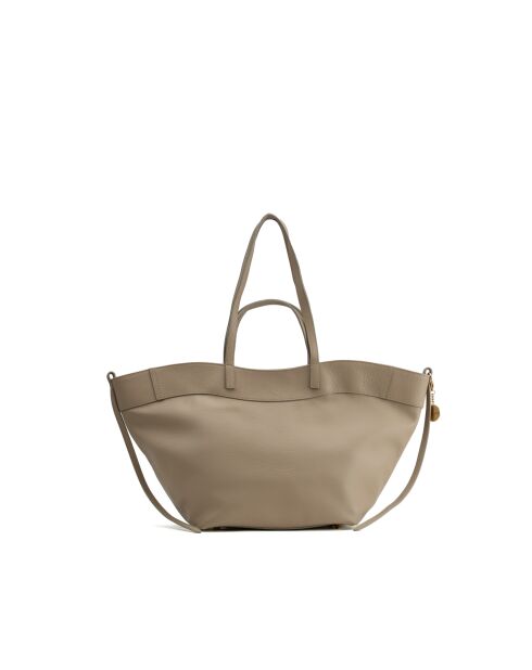 Sac porte épaule en cuir Nyla taupe - 55x30x17cm