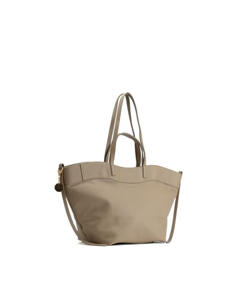 Sac porte épaule en cuir Nyla taupe - 55x30x17cm