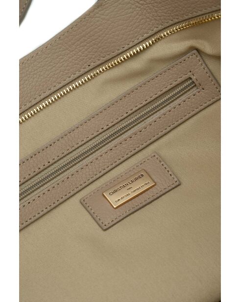 Sac porte épaule en cuir Nyla taupe - 55x30x17cm