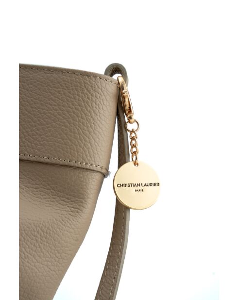 Sac porte épaule en cuir Nyla taupe - 55x30x17cm