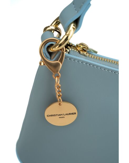 Sac porte épaule en cuir Rory bleu ciel - 28x13,5x6cm
