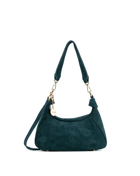 Sac porte épaule en cuir River bleu canard - 23x12x8cm