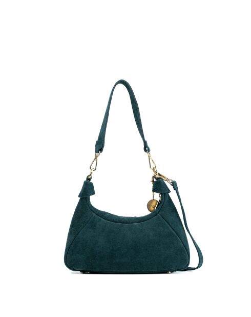 Sac porte épaule en cuir River bleu canard - 23x12x8cm