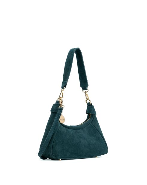 Sac porte épaule en cuir River bleu canard - 23x12x8cm