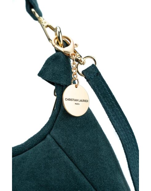 Sac porte épaule en cuir River bleu canard - 23x12x8cm