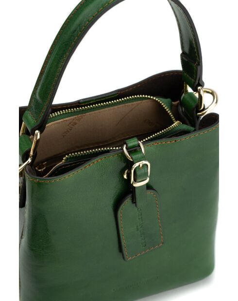 Sac à main en cuir Myra vert - 19x19x12cm