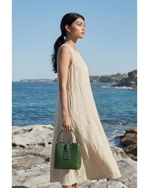 Sac à main en cuir Myra vert - 19x19x12cm