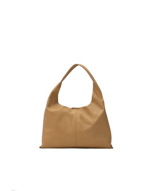 Sac porte épaule en cuir Azia taupe - 42x43x14cm