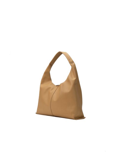 Sac porte épaule en cuir Azia taupe - 42x43x14cm