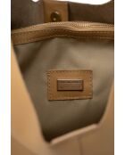 Sac porte épaule en cuir Azia taupe - 42x43x14cm