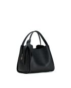Justina zwarte leren schoudertas - 21x19x13cm