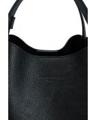 Justina zwarte leren schoudertas - 21x19x13cm