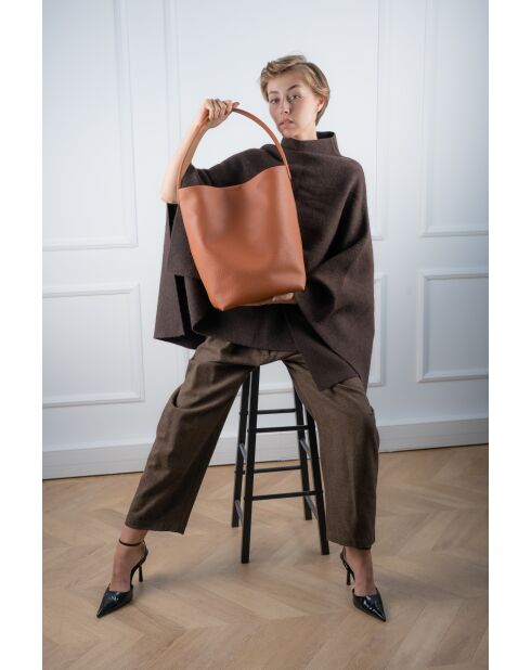 Sac porte épaule en cuir Dune camel - 26x36x16cm