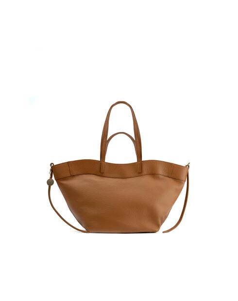 Sac porte épaule en cuir Nyla camel - 55x30x17cm