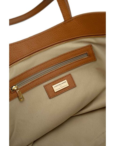 Sac porte épaule en cuir Nyla camel - 55x30x17cm