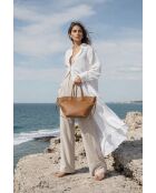 Sac porte épaule en cuir Nyla camel - 55x30x17cm