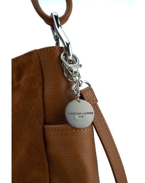Sac porte épaule en cuir Zuri camel - 29x23x9cm