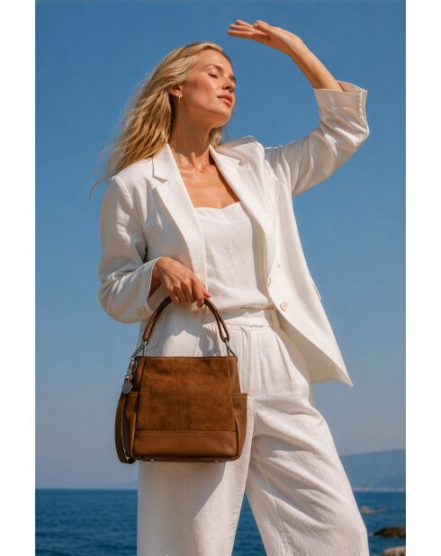 Sac porte épaule en cuir Zuri camel - 29x23x9cm