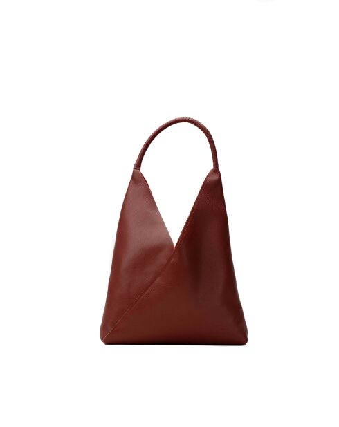 Sac porte épaule en cuir Celiah bordeaux - 32x20x10cm