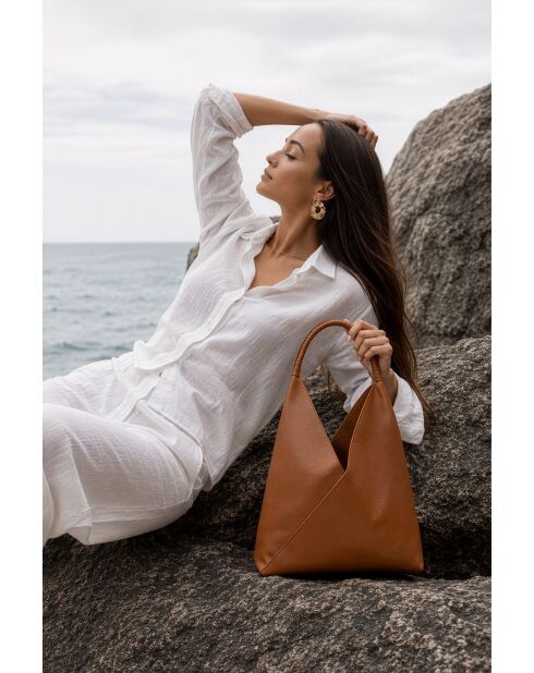 Sac porte épaule en cuir Celiah bordeaux - 32x20x10cm