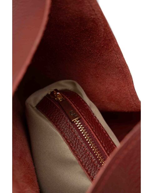 Sac porte épaule en cuir Celiah bordeaux - 32x20x10cm
