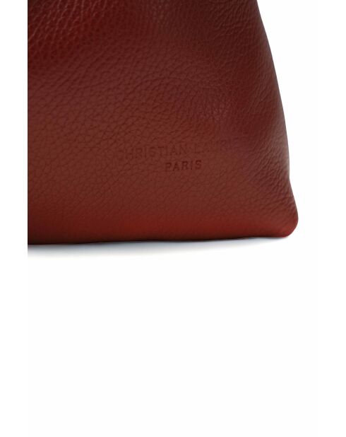 Sac porte épaule en cuir Celiah bordeaux - 32x20x10cm