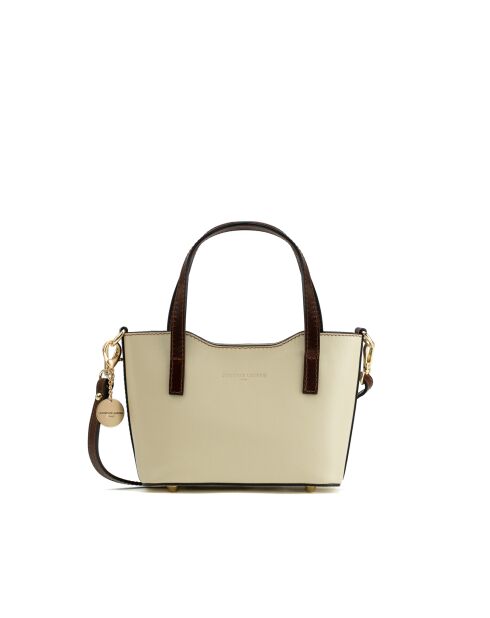 Sac à main en cuir Bailey blanc casse/moka - 25x14x9,5cm