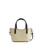 Sac à main en cuir Bailey blanc casse/moka - 25x14x9,5cm