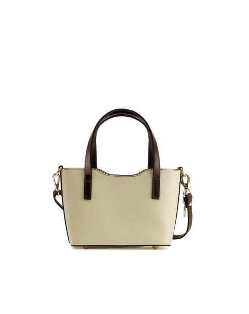 Sac à main en cuir Bailey blanc casse/moka - 25x14x9,5cm