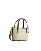 Sac à main en cuir Bailey blanc casse/moka - 25x14x9,5cm