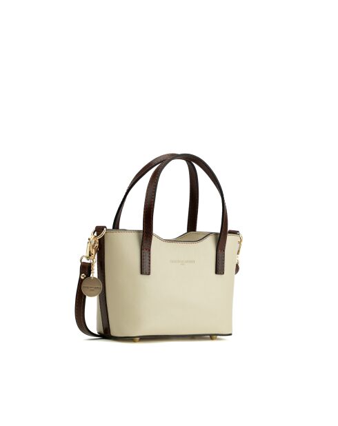 Sac à main en cuir Bailey blanc casse/moka - 25x14x9,5cm