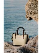 Sac à main en cuir Bailey blanc casse/moka - 25x14x9,5cm