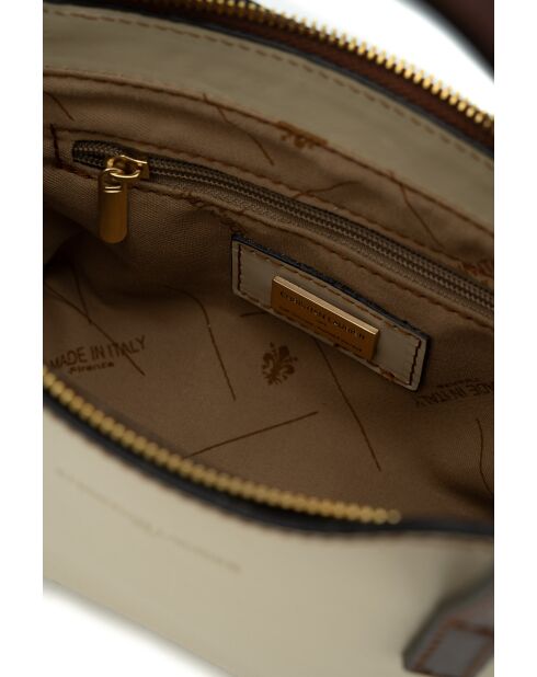 Sac à main en cuir Bailey blanc casse/moka - 25x14x9,5cm
