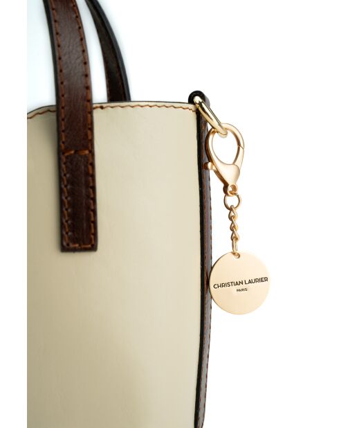 Sac à main en cuir Bailey blanc casse/moka - 25x14x9,5cm