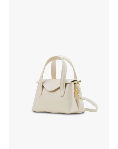 Sac à main en cuir Jacie blanc casse - 21, 5x18x11cm