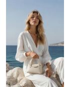 Sac à main en cuir Jacie blanc casse - 21, 5x18x11cm