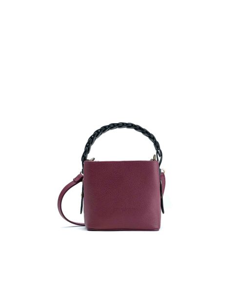 Sac à main en cuir Kaia prune/noir - 17x14x12cm