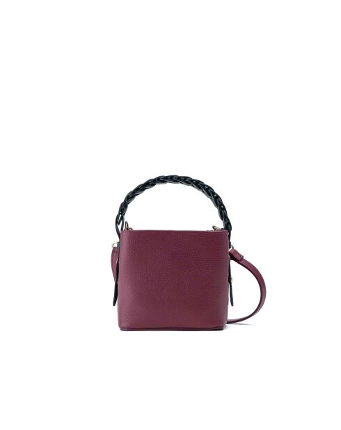 Sac à main en cuir Kaia prune/noir - 17x14x12cm