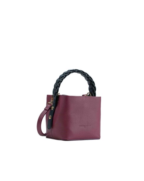 Sac à main en cuir Kaia prune/noir - 17x14x12cm