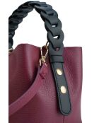 Sac à main en cuir Kaia prune/noir - 17x14x12cm