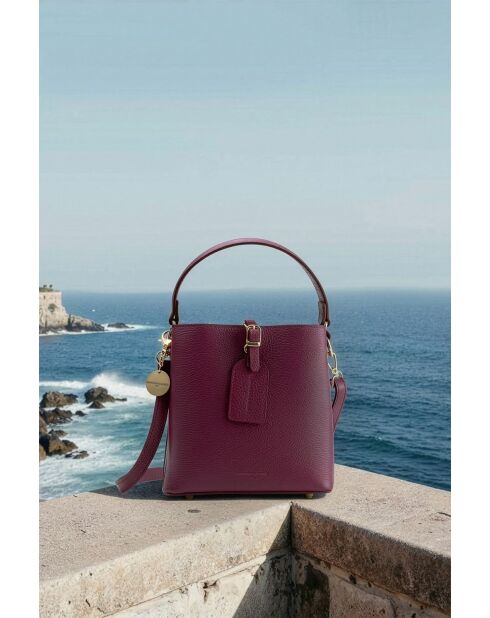 Sac à main en cuir Mara prune - 19x19x12cm