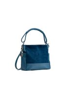 Zuri Schultertasche aus Leder in Königsblau - 29x23x9cm