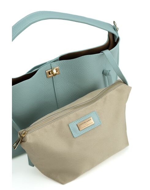 Sac à main en cuir Callie bleu ciel - 37x21x10cm