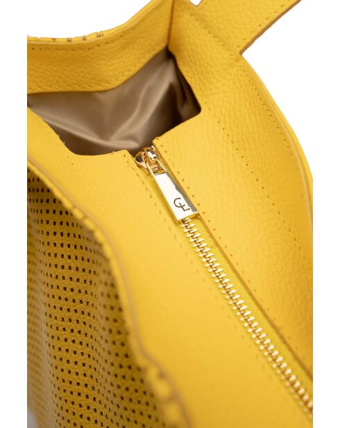 Sac à main en cuir Agatella jaune - 35x32x10cm