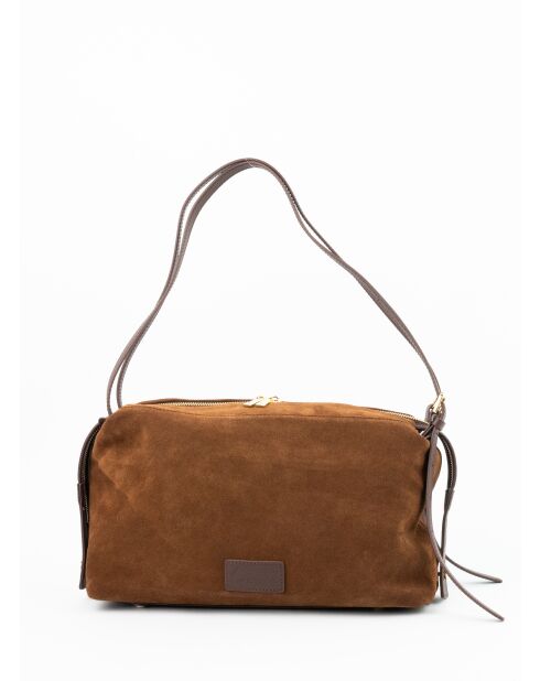 Sac à bandoulière en cuir Yra moka - 34x18x12cm