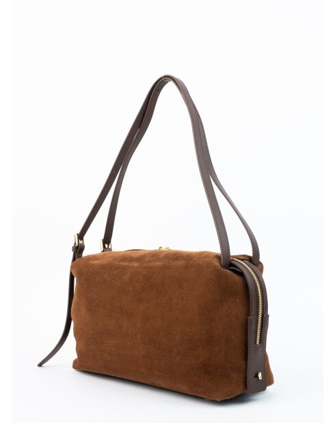 Sac à bandoulière en cuir Yra moka - 34x18x12cm